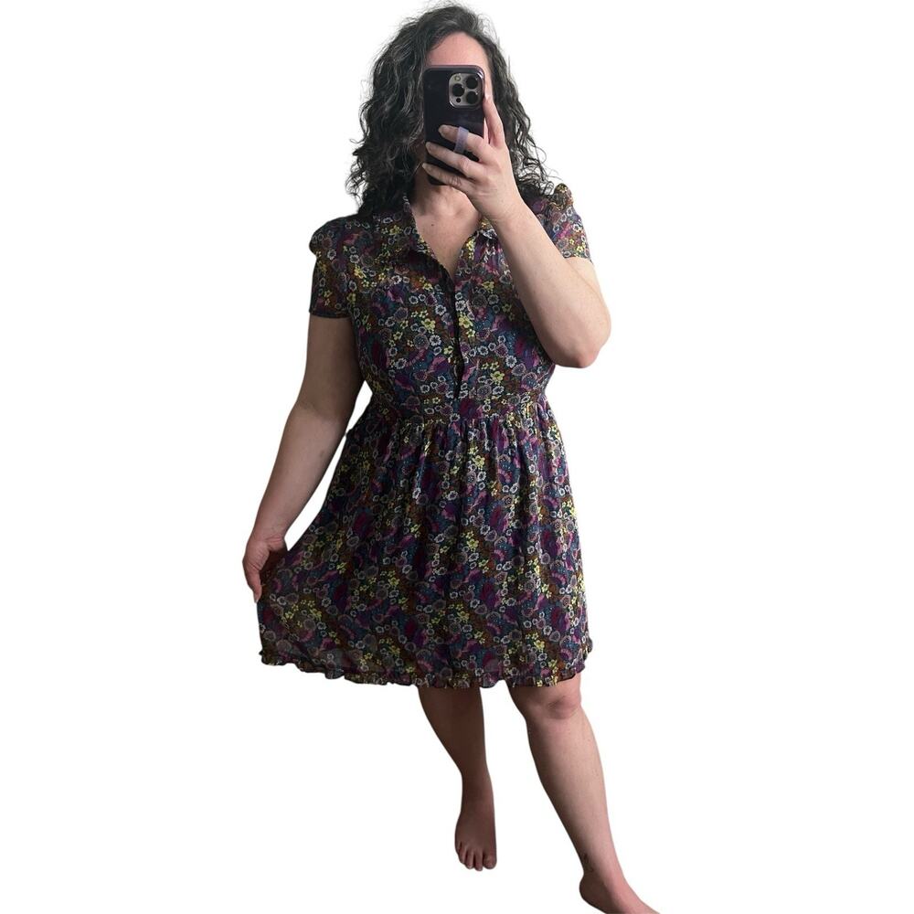 ModCloth Women’s Floral Fit and Flare Dress Size Large